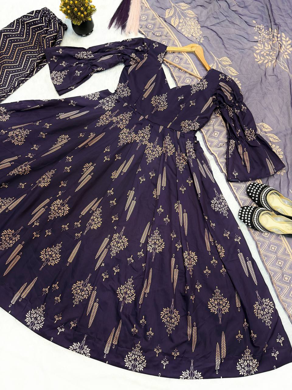 Aubergine Purple Anarkali Set - Festive Wear